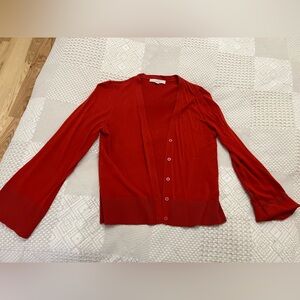 LOFT Vibrant Red Open Cardigan sweater top blouse jacket size M